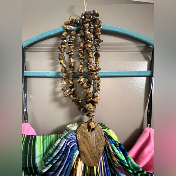 Sky Maxi Dress With Stone Necklace Large - Picture 3 of 7